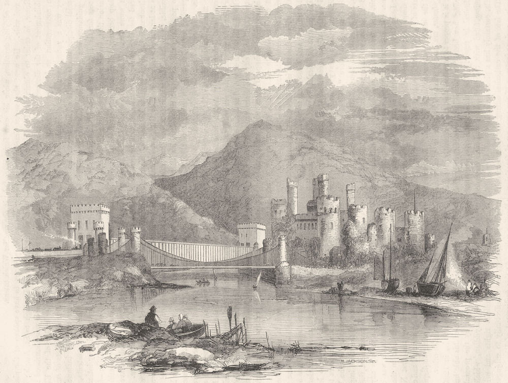 WALES. Conwy Castle 1850 old antique vintage print picture